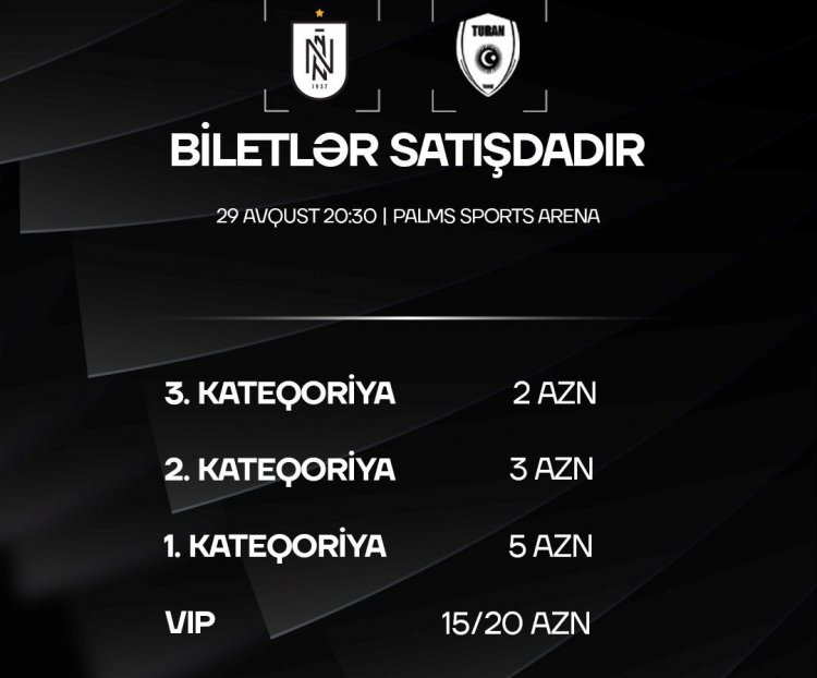 APL: “Neftçi” - “Turan Tovuz” oyununun biletləri satışa çıxarıldı