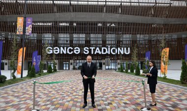 İlham Əliyev Gəncə şəhər stadionunun açılışını etdi