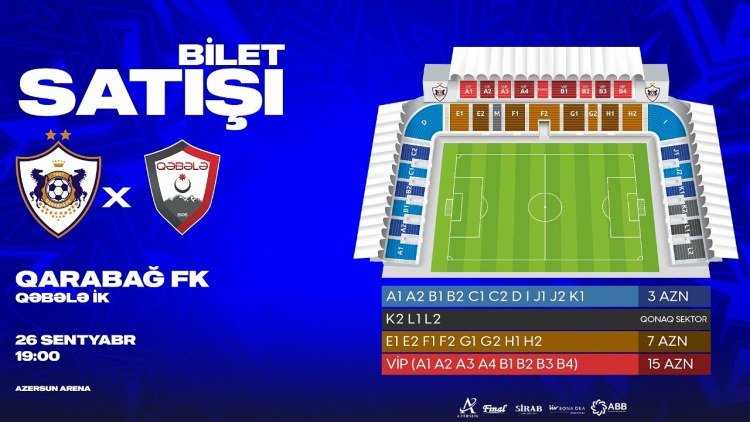  "Qarabağ"ın oyununun biletləri 3 manatdan satışa çıxarıldı