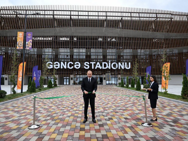 İlham Əliyev Gəncə şəhər stadionunun açılışını etdi 