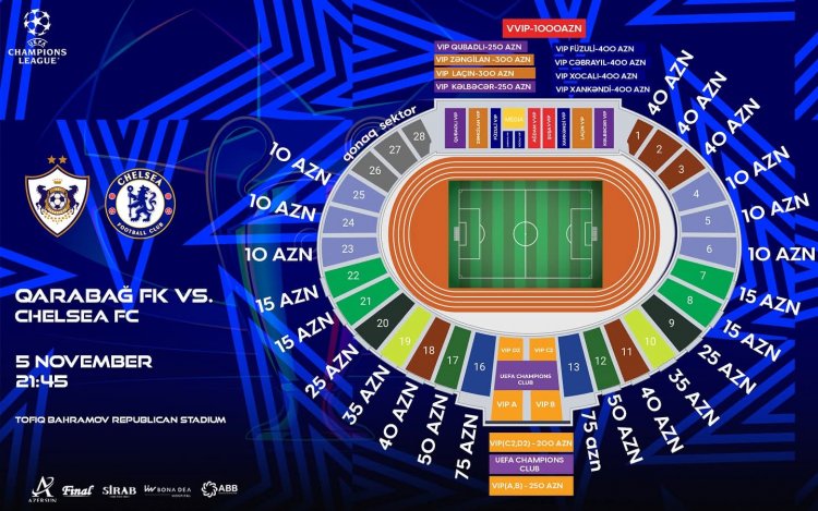 "Qarabağ"ın "Çelsi" ilə oyununun biletləri sabah satışa çıxarılacaq