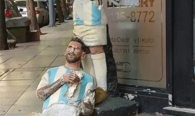 Lionel Messinin heykəlinə qarşı vəhşilik - Abidəni iki yerə böldülər 