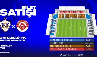 "Qarabağ" - "Araz-Naxçıvan" oyunun biletləri satışa çıxarıldı