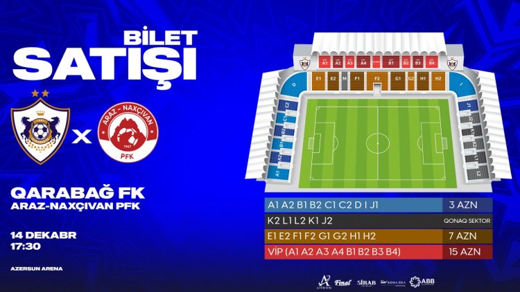 "Qarabağ" - "Araz-Naxçıvan" oyunun biletləri satışa çıxarıldı