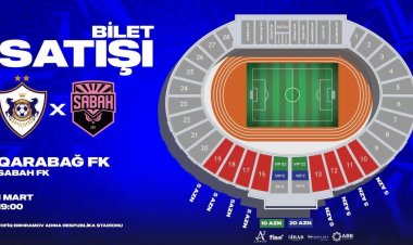  "Qarabağ" - "Sabah" matçının biletləri 5 manatdan satışa çıxarıldı