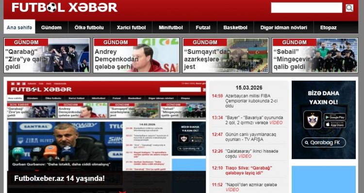 Futbolxeber.az 14 yaşında!