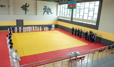 FOTOLAR:  Yevlax Olimpiya İdman Kompleksində yeni cüdo zalı açıldı