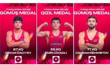   Güləşçilərimizdən 1 qızıl, 2 gümüş medal