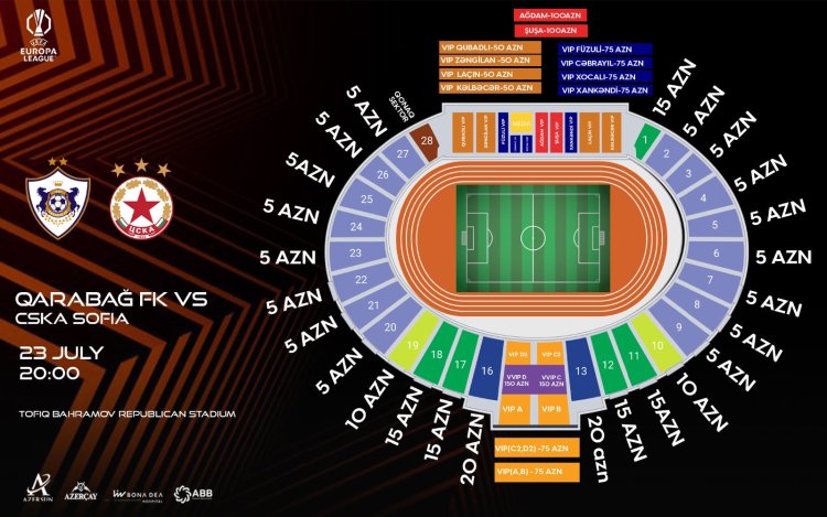 "Qarabağ"ın ÇSKA ilə matçının biletləri sabah satışa çıxarılacaq
