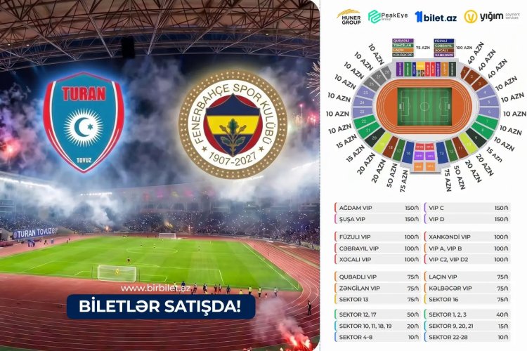 "Turan Tovuz"un "Fənərbaxça" ilə matçına 12 mindən çox bilet satılıb 