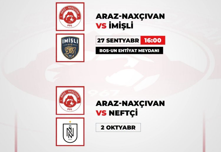  "Araz-Naxçıvan" "Neftçi" ilə yoxlama matçında üz-üzə gələcək
