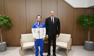 Dünya çempionu prezidentlə görüşdən sonra paylaşım etdi 